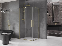 Mexen Velar Duo kabina prysznicowa rozsuwana 90 x 80 cm, transparent, złota - 871-090-080-02-50