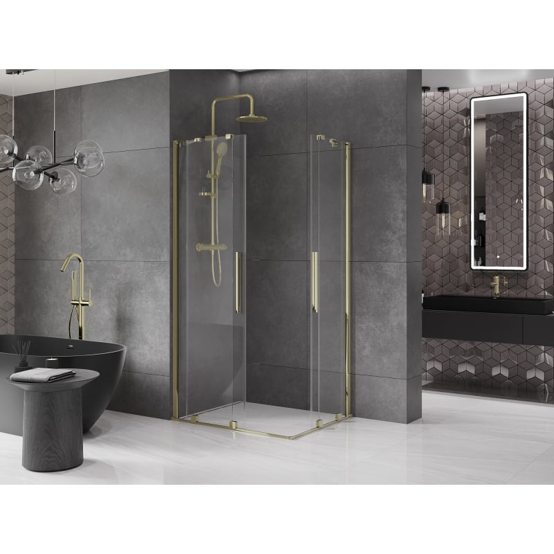 Mexen Velar Duo kabina prysznicowa rozsuwana 100 x 90 cm, transparent, złota - 871-100-090-02-50