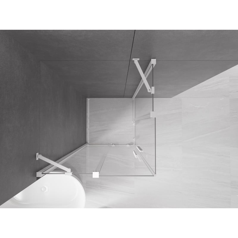 Mexen Velar Duo kabina prysznicowa rozsuwana 80 x 80 cm, transparent, biała - 871-080-080-02-20