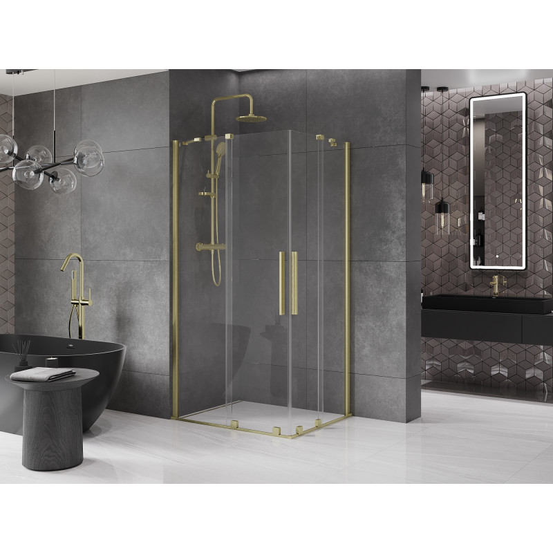Mexen Velar Duo kabina prysznicowa rozsuwana 100 x 90 cm, transparent, złota szczotkowana - 871-100-090-02-55