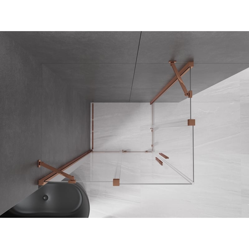 Mexen Velar Duo kabina prysznicowa rozsuwana 90 x 80 cm, transparent, różowe złoto - 871-090-080-02-60