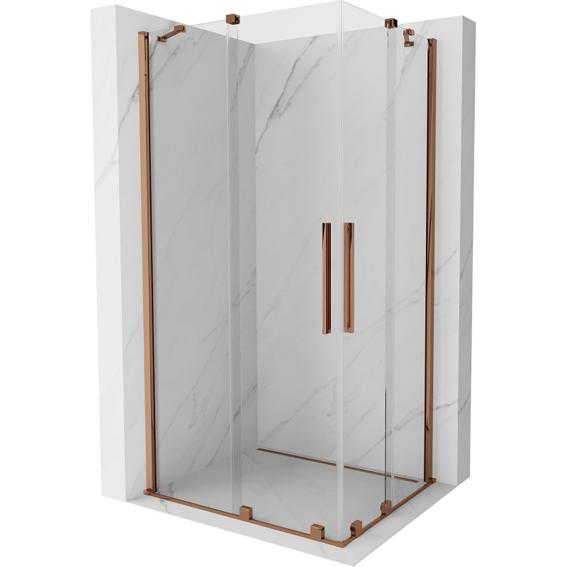 Mexen Velar Duo kabina prysznicowa rozsuwana 100 x 90 cm, transparent, różowe złoto - 871-100-090-02-60