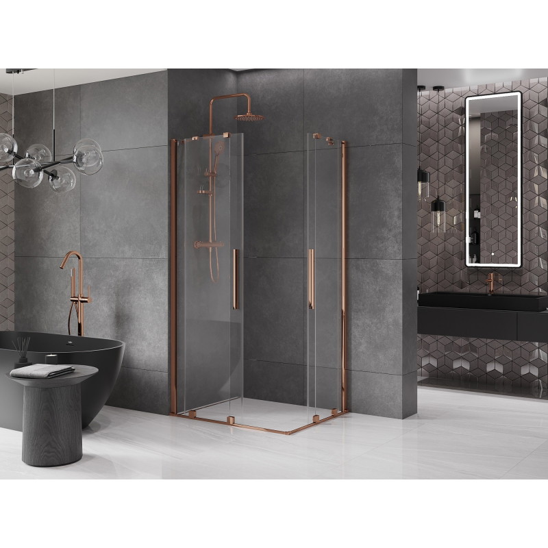 Mexen Velar Duo kabina prysznicowa rozsuwana 100 x 90 cm, transparent, różowe złoto - 871-100-090-02-60