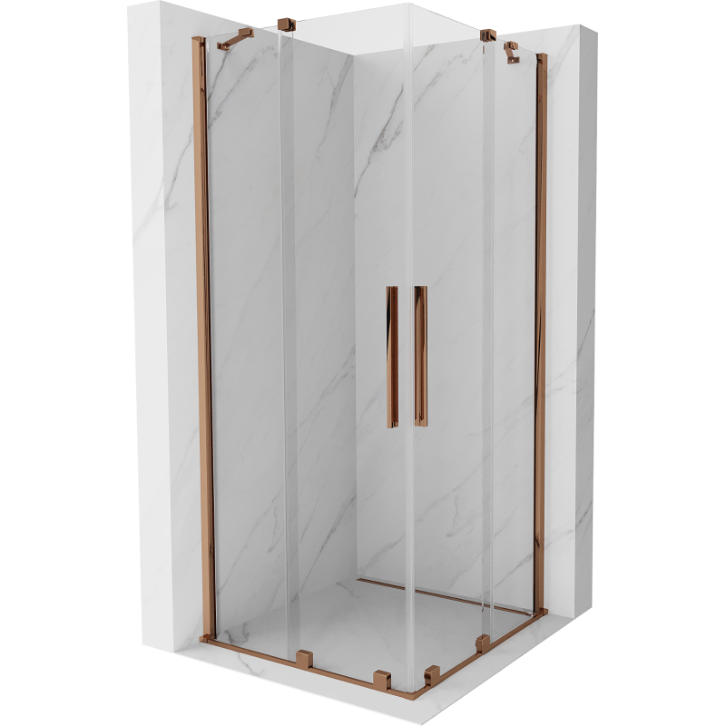 Mexen Velar Duo kabina prysznicowa rozsuwana 80 x 80 cm, transparent, różowe złoto - 871-080-080-02-60
