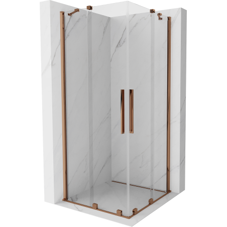 Mexen Velar Duo kabina prysznicowa rozsuwana 80 x 80 cm, transparent, różowe złoto - 871-080-080-02-60