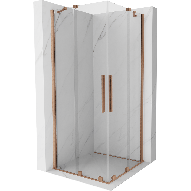Mexen Velar Duo kabina prysznicowa rozsuwana 80 x 80 cm, transparent, miedź szczotkowana - 871-080-080-02-65