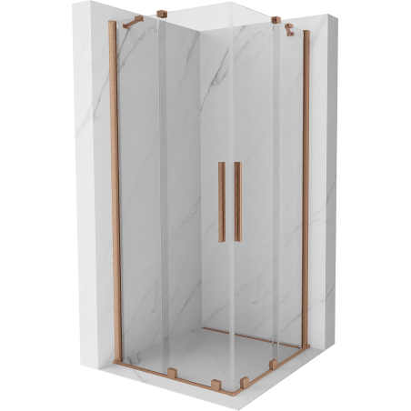 Mexen Velar Duo kabina prysznicowa rozsuwana 90 x 90 cm, transparent, miedź szczotkowana - 871-090-090-02-65