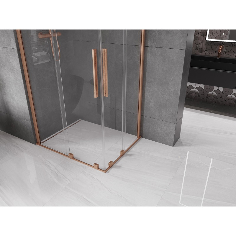 Mexen Velar Duo kabina prysznicowa rozsuwana 90 x 80 cm, transparent, miedź szczotkowana - 871-090-080-02-65