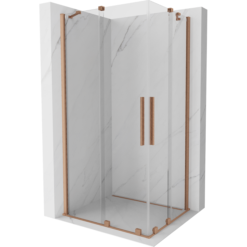Mexen Velar Duo kabina prysznicowa rozsuwana 100 x 90 cm, transparent, miedź szczotkowana - 871-100-090-02-65