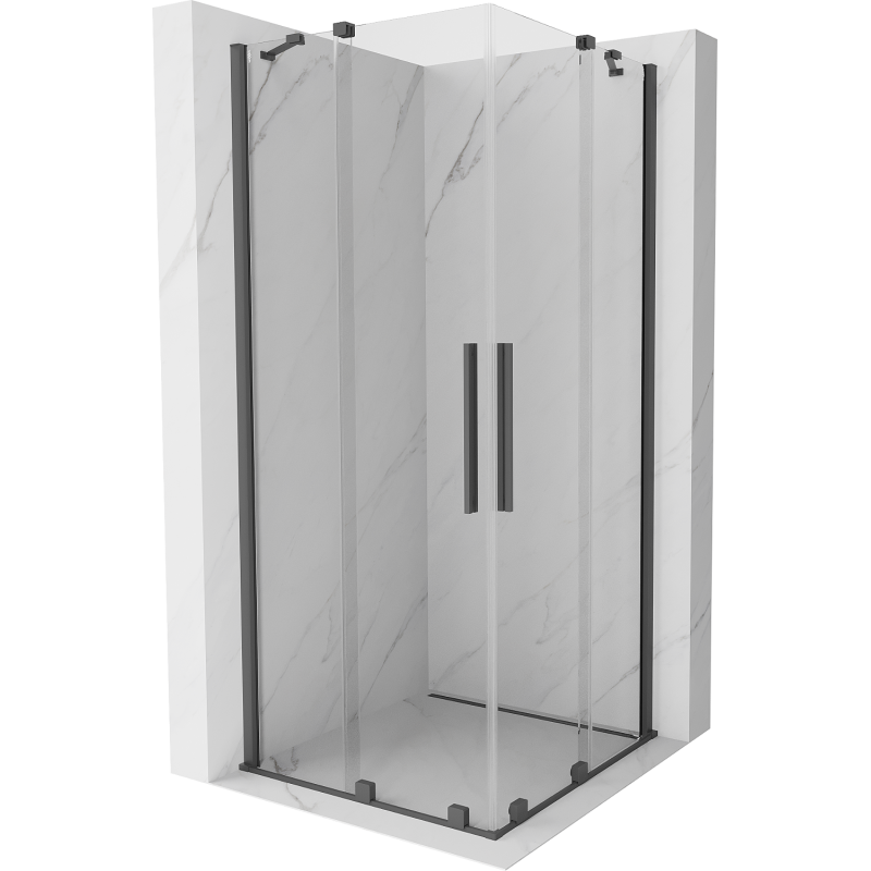 Mexen Velar Duo kabina prysznicowa rozsuwana 80 x 80 cm, transparent, gun gray szczotkowany - 871-080-080-02-66