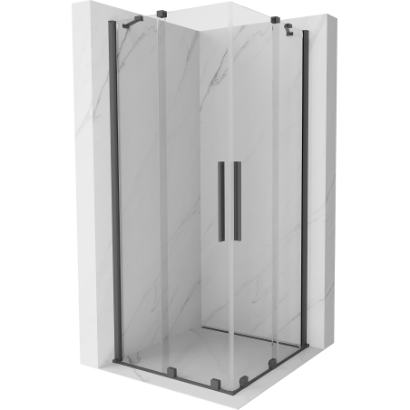 Mexen Velar Duo kabina prysznicowa rozsuwana 80 x 80 cm, transparent, gun gray szczotkowany - 871-080-080-02-66