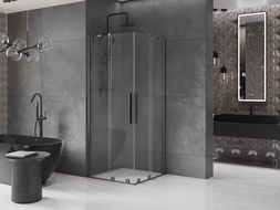 Mexen Velar Duo kabina prysznicowa rozsuwana 90 x 90 cm, transparent, gun gray szczotkowany - 871-090-090-02-66