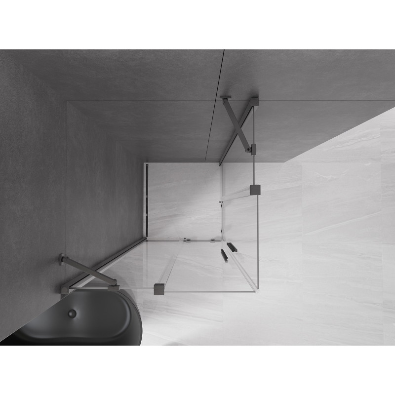 Mexen Velar Duo kabina prysznicowa rozsuwana 100 x 100 cm, transparent, gun gray szczotkowany - 871-100-100-02-66