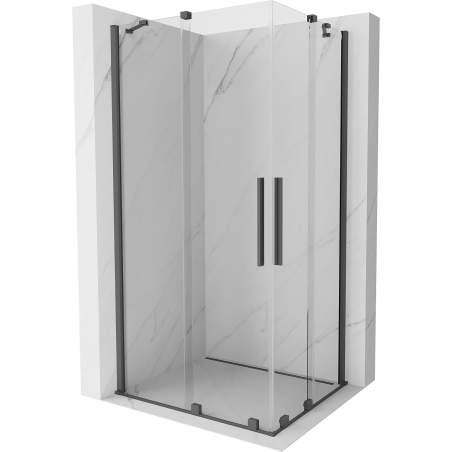 Mexen Velar Duo kabina prysznicowa rozsuwana 90 x 80 cm, transparent, gun gray szczotkowany - 871-090-080-02-66