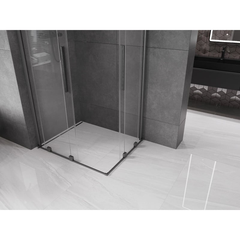 Mexen Velar Duo kabina prysznicowa rozsuwana 90 x 80 cm, transparent, gun gray szczotkowany - 871-090-080-02-66