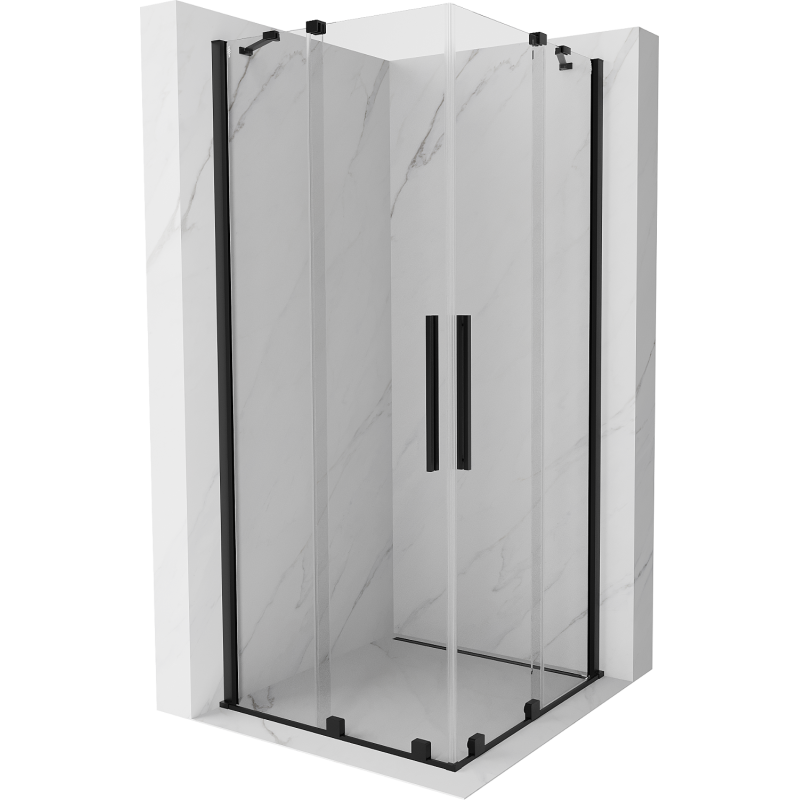 Mexen Velar Duo kabina prysznicowa rozsuwana 80 x 80 cm, transparent, czarna - 871-080-080-02-70