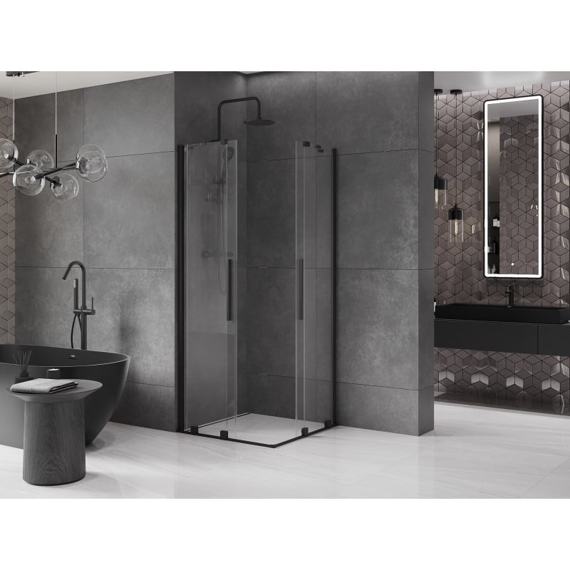 Mexen Velar Duo kabina prysznicowa rozsuwana 100 x 100 cm, transparent, czarna - 871-100-100-02-70