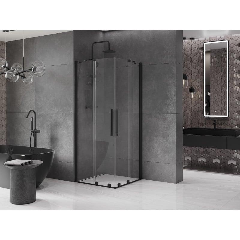 Mexen Velar Duo kabina prysznicowa rozsuwana 100 x 100 cm, transparent, czarna - 871-100-100-02-70