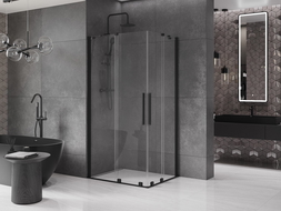 Mexen Velar Duo kabina prysznicowa rozsuwana 90 x 80 cm, transparent, czarna - 871-090-080-02-70