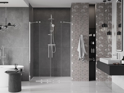 Mexen Velar Duo drzwi prysznicowe rozsuwane 150 cm, transparent, chrom - 871-150-000-02-01