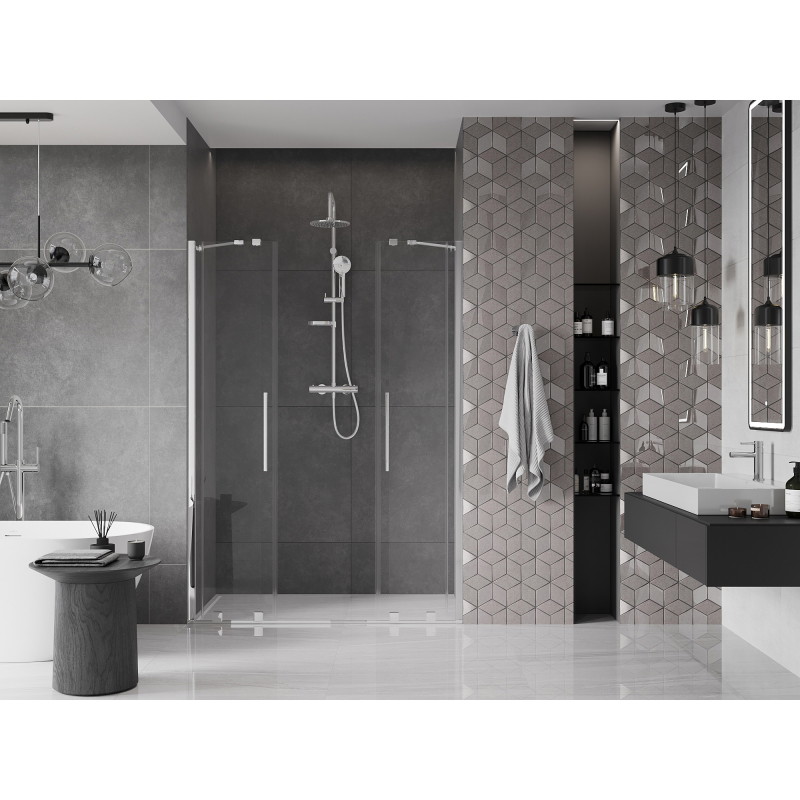 Mexen Velar Duo drzwi prysznicowe rozsuwane 160 cm, transparent, chrom - 871-160-000-02-01
