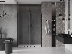 Mexen Velar Duo drzwi prysznicowe rozsuwane 140 cm, transparent, czarne - 871-140-000-02-70