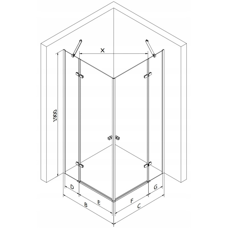 Mexen Roma Duo kabina prysznicowa uchylna 90 x 90 cm, transparent, chrom - 854-090-090-02-00