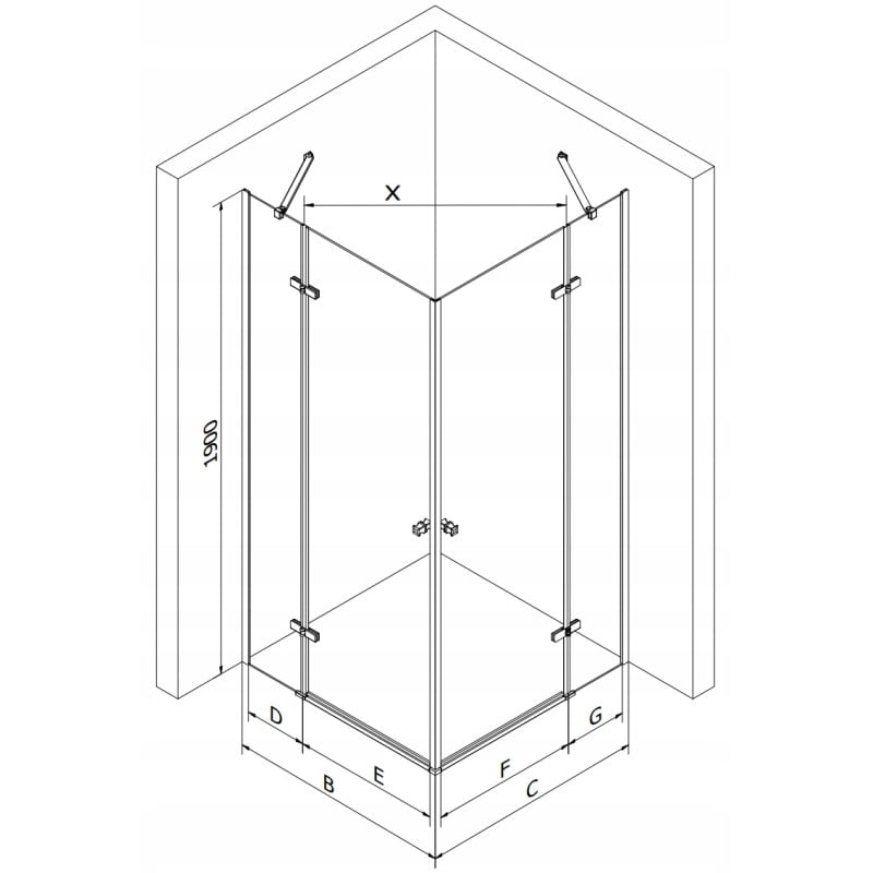 Mexen Roma Duo kabina prysznicowa uchylna 100 x 90 cm, transparent, czarna - 854-100-090-70-00-02