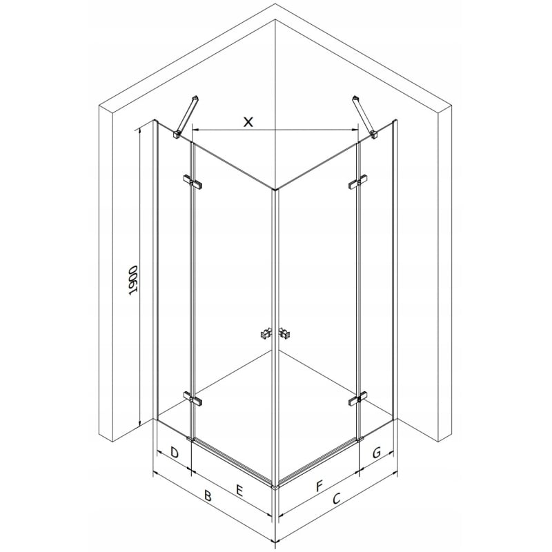 Mexen Roma Duo kabina prysznicowa uchylna 90 x 90 cm, transparent, chrom + brodzik Flat - 854-090-090-01-02-4010