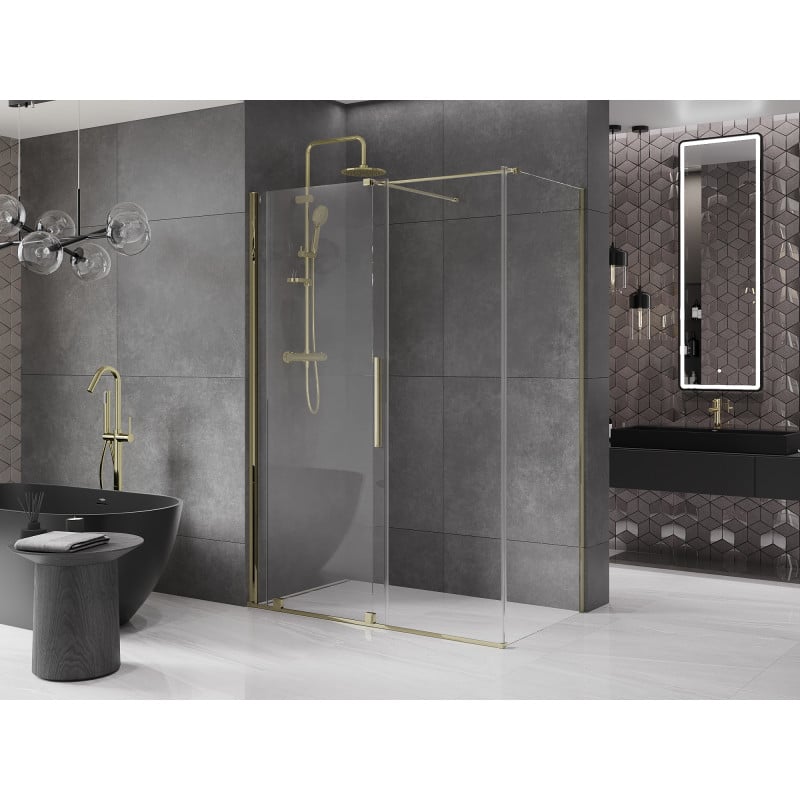 Mexen Velar kabina prysznicowa rozsuwana 140 x 75 cm, transparent, złota - 871-140-075-01-50