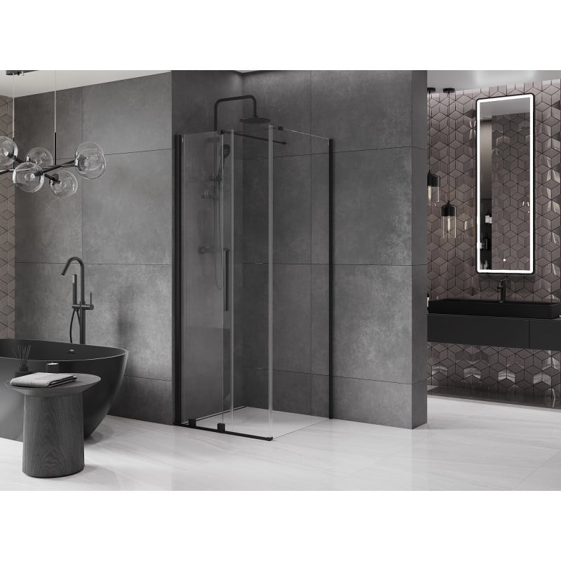 Mexen Velar kabina prysznicowa rozsuwana 100 x 100 cm, transparent, czarna - 871-100-100-01-70