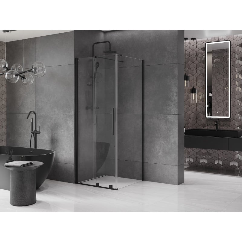 Mexen Velar kabina prysznicowa rozsuwana 100 x 100 cm, transparent, czarna - 871-100-100-01-70