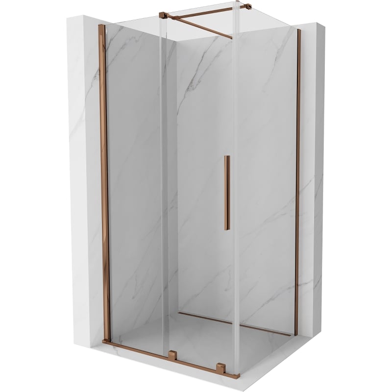 Mexen Velar kabina prysznicowa rozsuwana 100 x 90 cm, transparent, różowe złoto - 871-100-090-01-60
