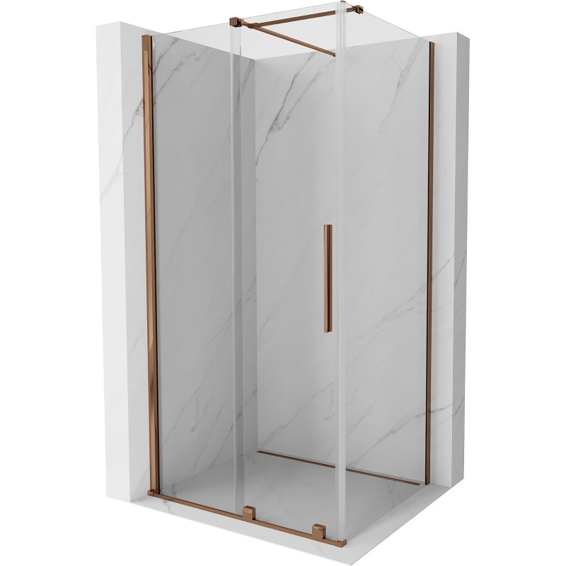 Mexen Velar kabina prysznicowa rozsuwana 130 x 100 cm, transparent, różowe złoto - 871-130-100-01-60