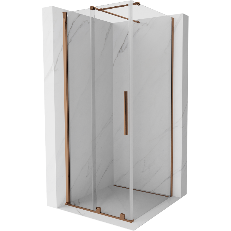 Mexen Velar kabina prysznicowa rozsuwana 90 x 90 cm, transparent, różowe złoto - 871-090-090-01-60
