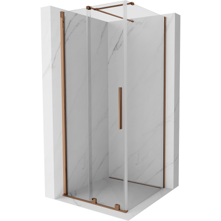 Mexen Velar kabina prysznicowa rozsuwana 90 x 90 cm, transparent, różowe złoto - 871-090-090-01-60