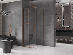 Mexen Velar kabina prysznicowa rozsuwana 90 x 90 cm, transparent, różowe złoto - 871-090-090-01-60