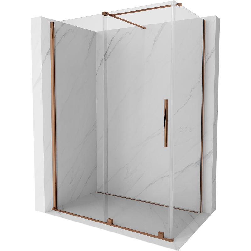 Mexen Velar kabina prysznicowa rozsuwana 150 x 75 cm, transparent, różowe złoto - 871-150-075-01-60