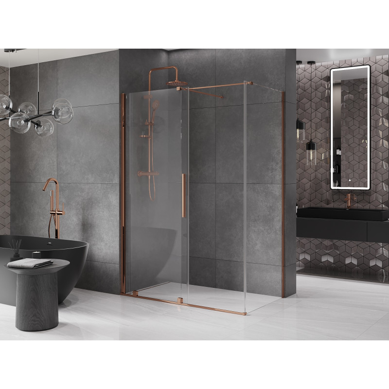 Mexen Velar kabina prysznicowa rozsuwana 150 x 80 cm, transparent, różowe złoto - 871-150-080-01-60