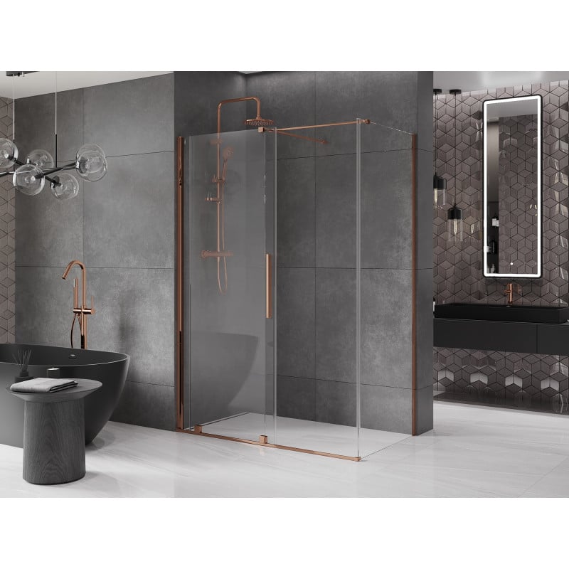 Mexen Velar kabina prysznicowa rozsuwana 160 x 85 cm, transparent, różowe złoto - 871-160-085-01-60