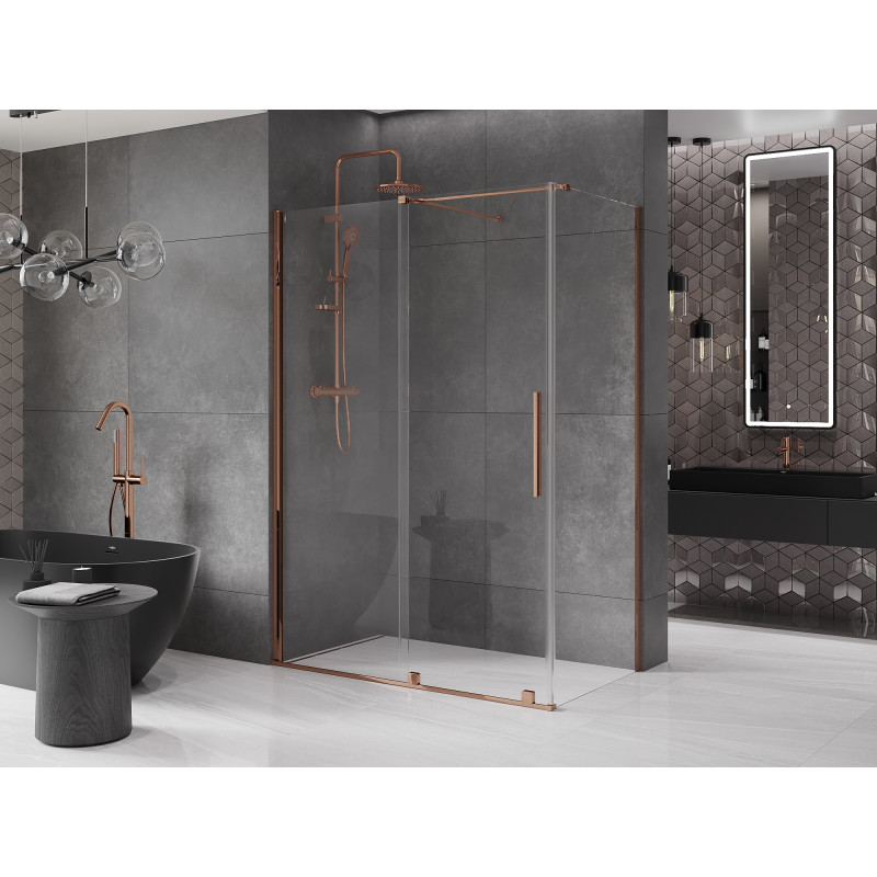 Mexen Velar kabina prysznicowa rozsuwana 160 x 90 cm, transparent, różowe złoto - 871-160-090-01-60