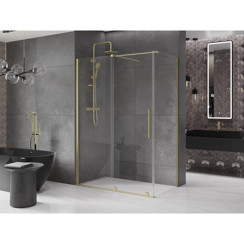 Mexen Velar kabina prysznicowa rozsuwana 130 x 75 cm, transparent, złota szczotkowana - 871-130-075-01-55