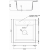 Mexen Vito zlewozmywak granitowy 1-komorowy 520 x 490 mm, czarny/srebrny metalik, syfon chrom - 6503521000-73