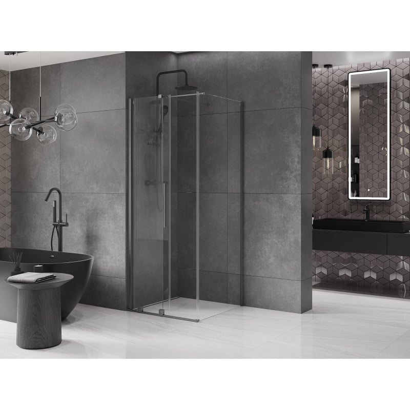 Mexen Velar kabina prysznicowa rozsuwana 90 x 90 cm, transparent, gun gray szczotkowany - 871-090-090-01-66