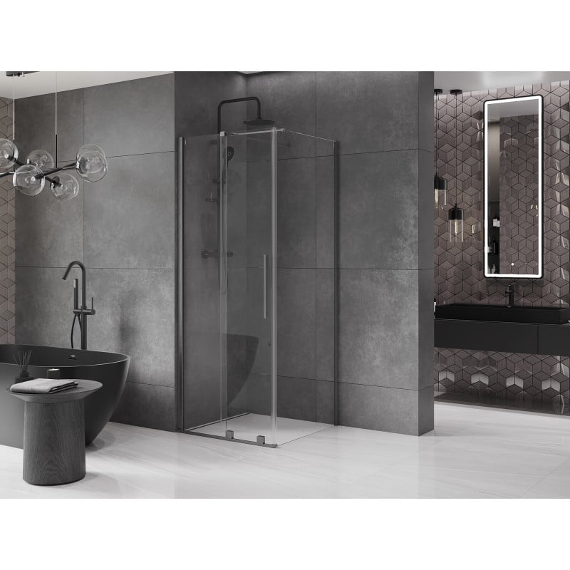 Mexen Velar kabina prysznicowa rozsuwana 100 x 100 cm, transparent, gun gray szczotkowany - 871-100-100-01-66