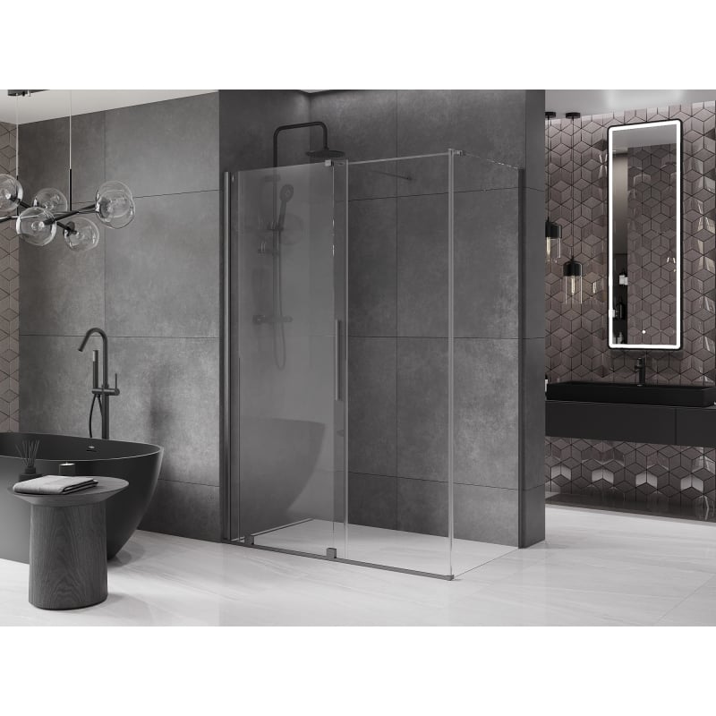 Mexen Velar kabina prysznicowa rozsuwana 140 x 70 cm, transparent, gun gray szczotkowany - 871-140-070-01-66