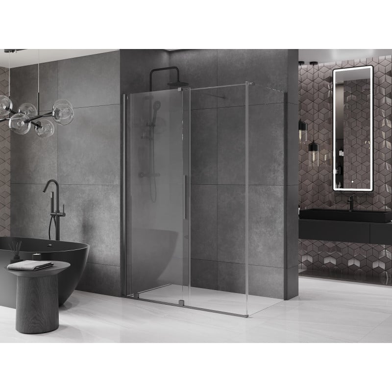 Mexen Velar kabina prysznicowa rozsuwana 160 x 85 cm, transparent, gun gray szczotkowany - 871-160-085-01-66