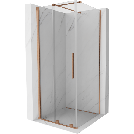 Mexen Velar kabina prysznicowa rozsuwana 120 x 120 cm, transparent, miedź szczotkowana - 871-120-120-01-65
