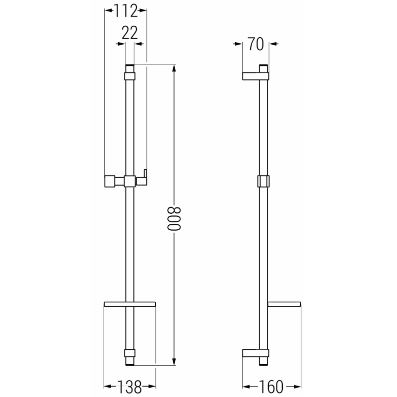 Mexen DQ drążek prysznicowy z mydelniczką 80 cm, grafit - 79381-66