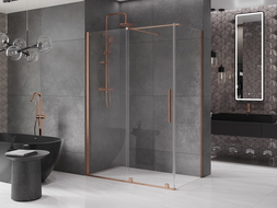 Mexen Velar kabina prysznicowa rozsuwana 150 x 90 cm, transparent, miedź szczotkowana - 871-150-090-01-65